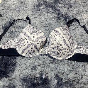 OINK black and white bandana print bra